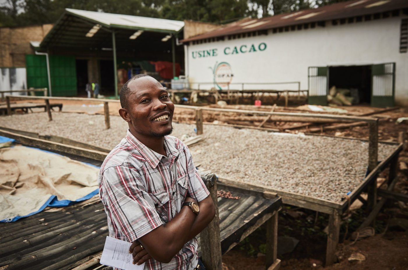 Cocoa beans being sundried at Copak